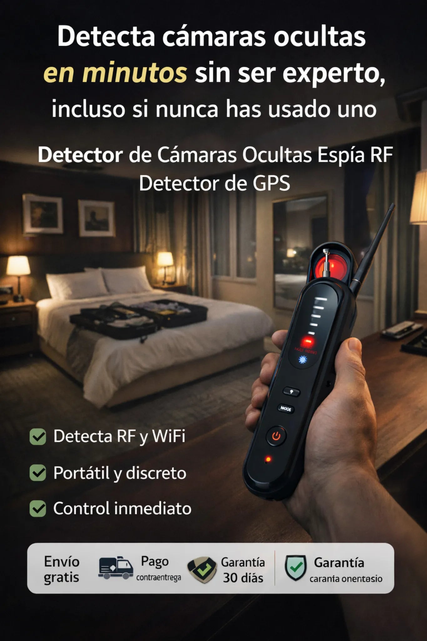 Detector de cámaras ocultas y GPS