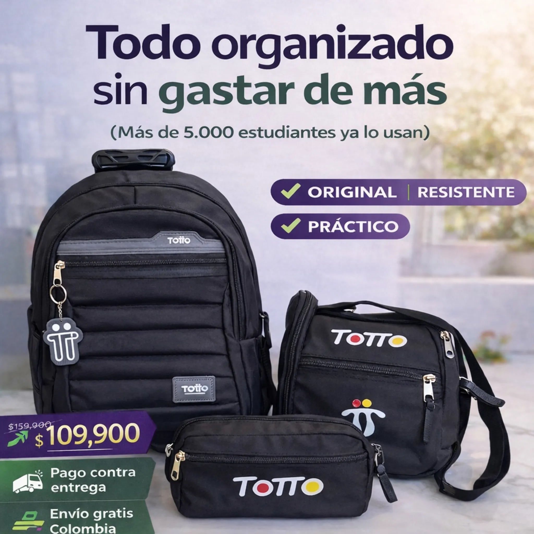 TRÍO DE BOLSO TOTTO IMPORTADO